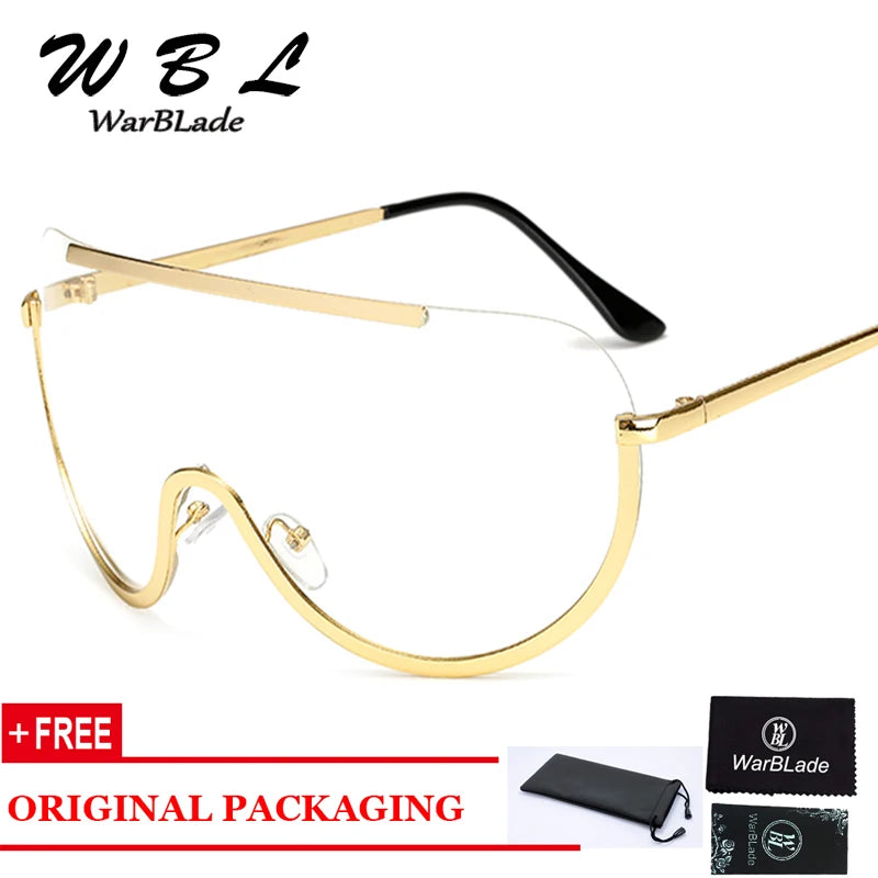 WarBLade Women Big Glasses Frame Fashion Oversized Men Rimless Optical Eyeglasses For Ladies Female Clear Lens Eye Glasses New