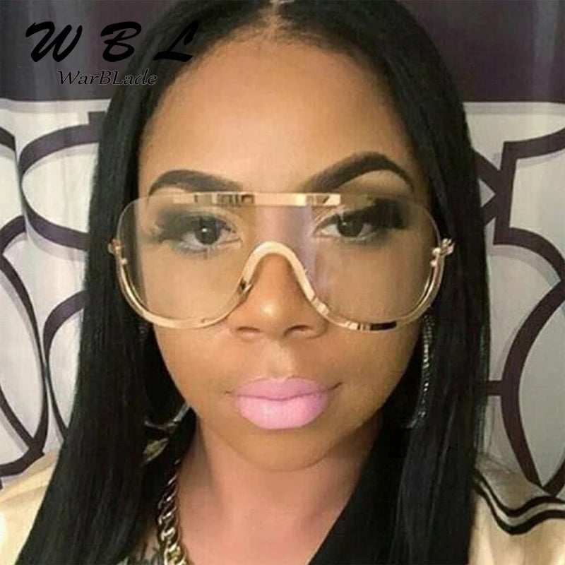 WarBLade Women Big Glasses Frame Fashion Oversized Men Rimless Optical Eyeglasses For Ladies Female Clear Lens Eye Glasses New