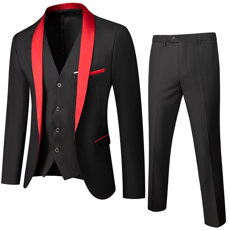 Wedding Eveing Dress 3 Pieces Jacket+Pants+Vest