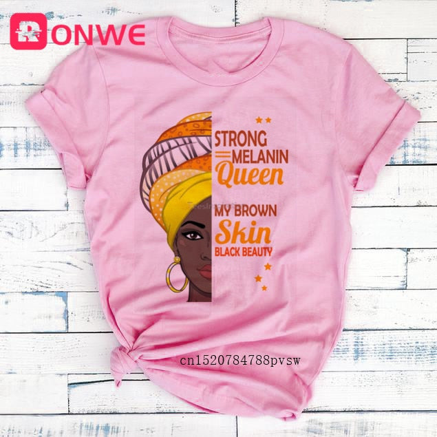 African Lady Women Tee Black Girl History Month T-shirt Melanin Top-tee shirt-Top Super Deals-P6028D-Pink-M-Free Item Online