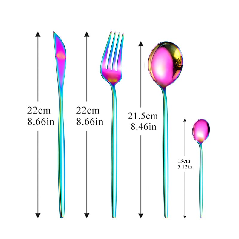 304 Stainless Steel Golden Cutlery Set Black Luxury Dinnerware Set Kitchen Cutlery Mirror Polishing Fork Spoons Knives Set 4Pcs