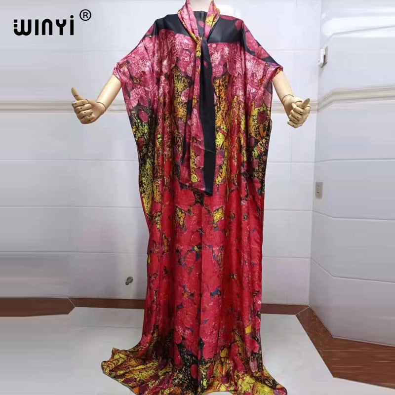 women Print Bohemia Hijab Loose Elegant Muslim Abaya dress Sexy Lady Party maxi
