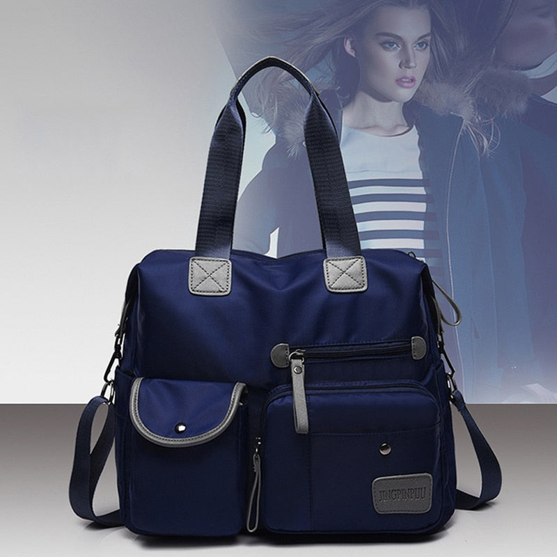 Gusure Women's Multi-pockets Shoulder Bag New Fashion Portable Outdoor Travel Zipper Multi-function Large Capacity Handbags