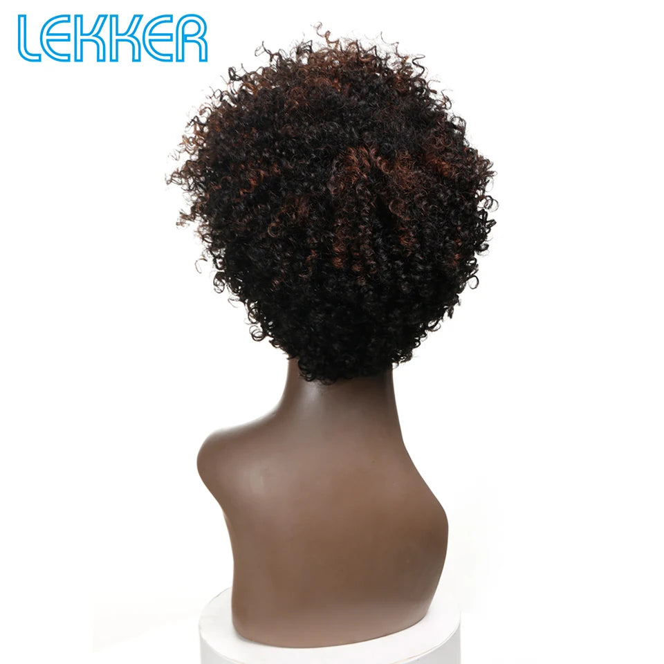 Lekker 99j Burg Red Short Pixie Cut Afro Kinky Curly Bob Human Hair Wigs For Women Brazilian Remy Hair Ready to Wear Colored Wig