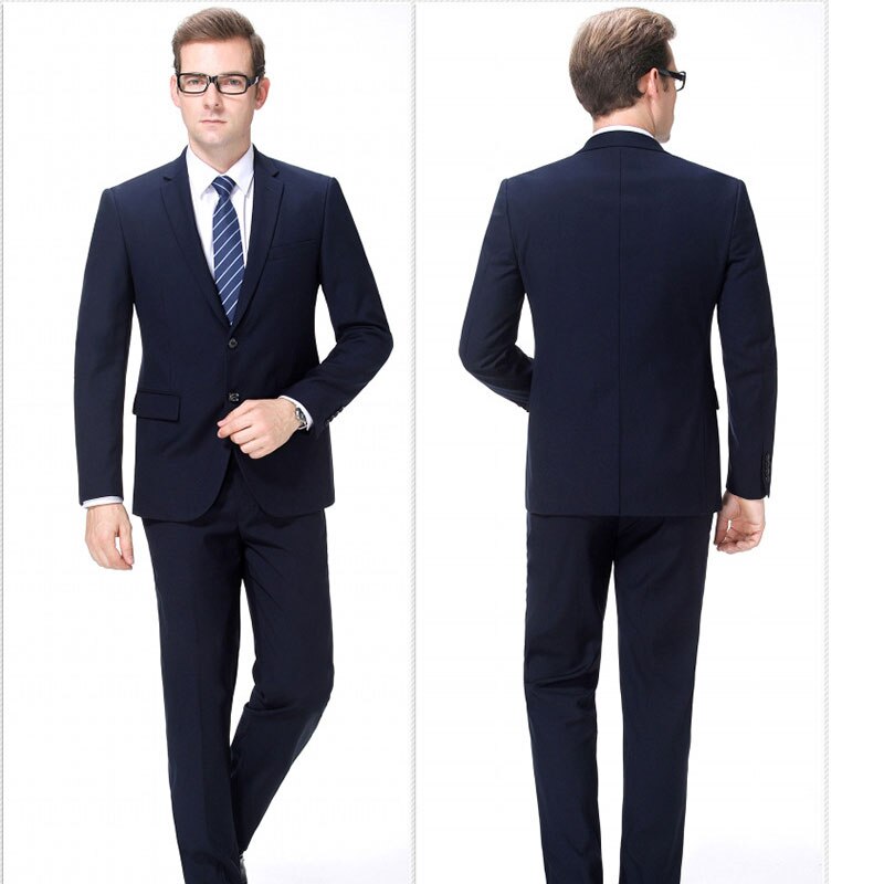 Spring And Autumn High Quality 3Piece Bride Dress Slim Fit Wedding Evening Men Vest Suit Classic Solid  Blue Formal Male Blazer