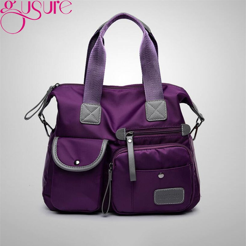 Gusure Women's Multi-pockets Shoulder Bag New Fashion Portable Outdoor Travel Zipper Multi-function Large Capacity Handbags