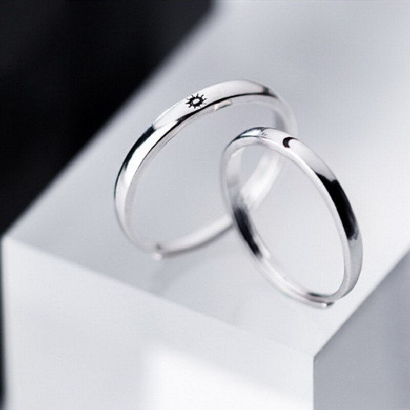 2 Pcs Sun Moon Lover Couple Rings
