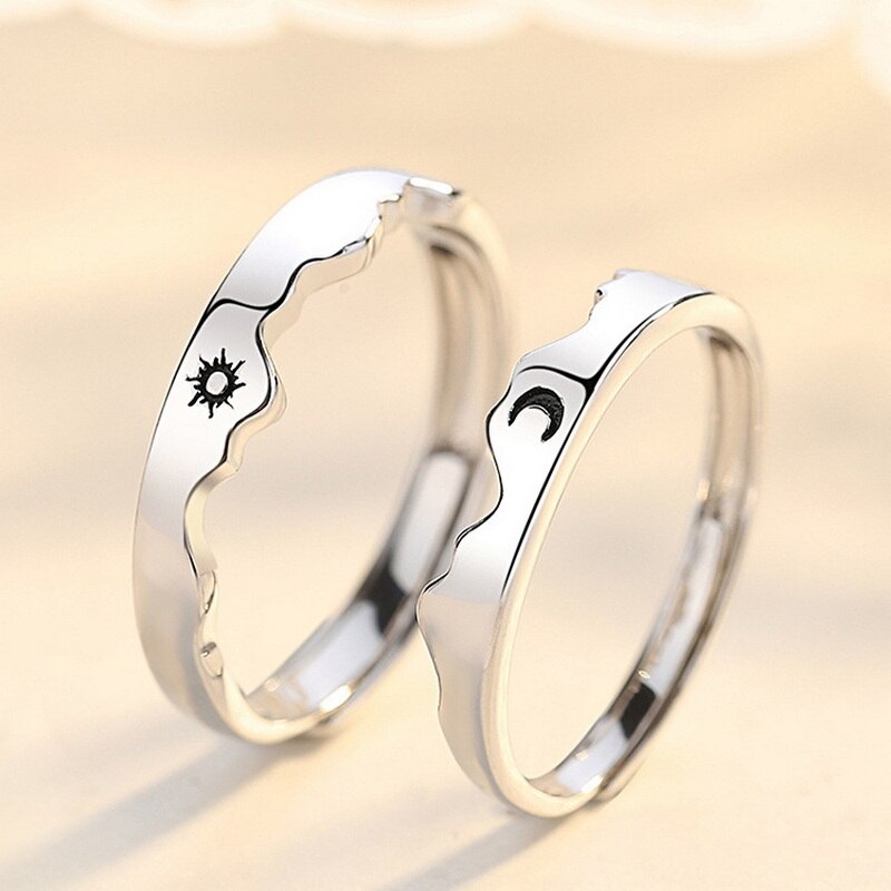 2 Pcs Sun Moon Lover Couple Rings
