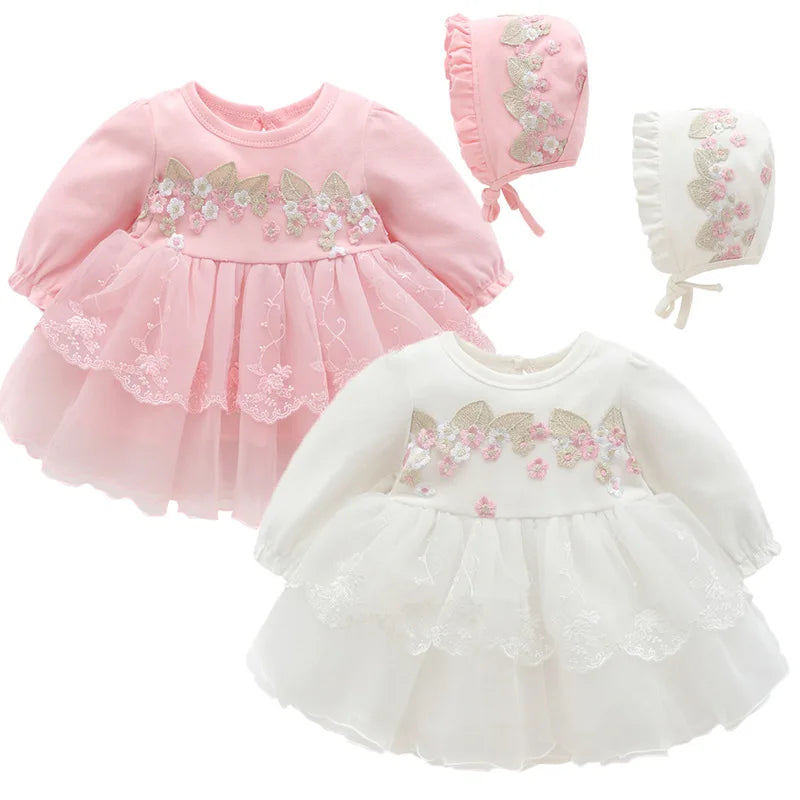 Newborn Baby Girl Dresses Clothes For 0-3 Month Set Party Birthday Dress Outfits 0-1 Years Shoes Tights & Long Socks Christening