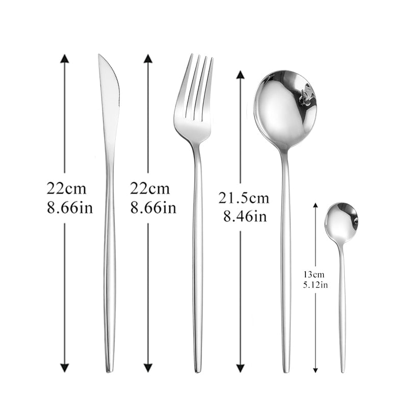 Stainless Steel Golden Cutlery Set Black Luxury Dinnerware Set