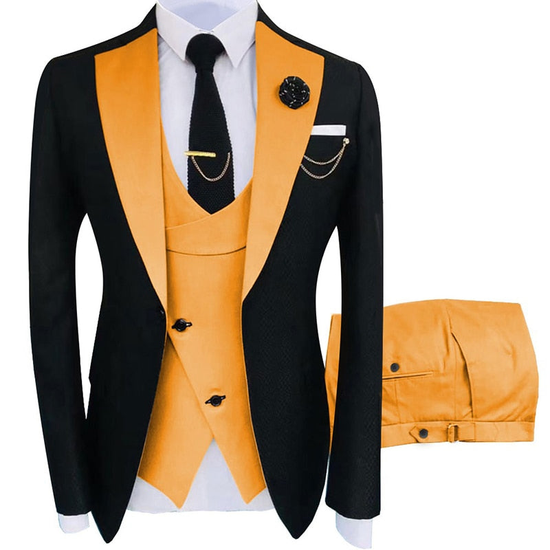 Slim Fit Blazers Ball And Groom Suits Fashion Wedding( Jacket + Vest + Pants )