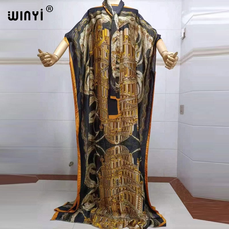 women Print Bohemia Hijab Loose Elegant Muslim Abaya dress Sexy Lady Party maxi