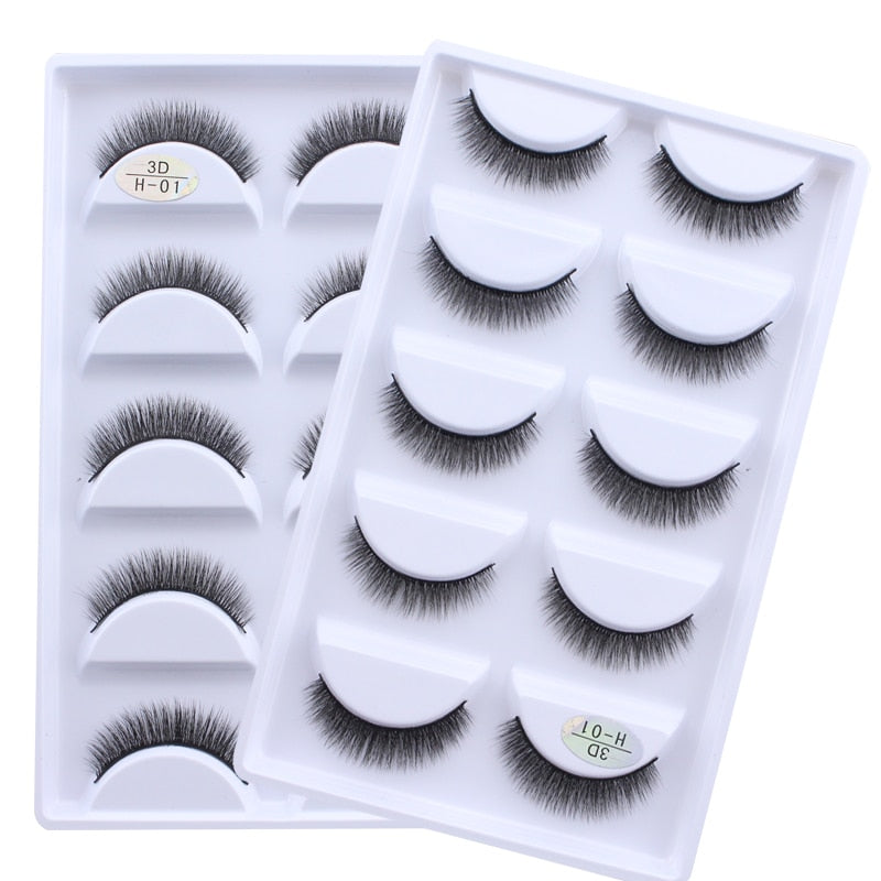 New Full 5 Pairs one box 3D Mink Hair False Eyelashes Natural Thick Long Eye Lashes Wispy Makeup Beauty Extension Tools H13