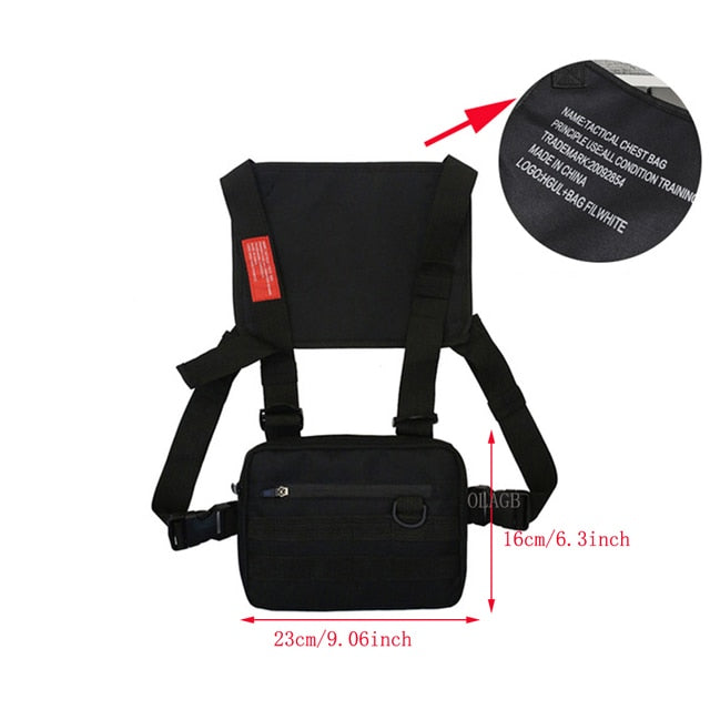 Functional Tactical Chest Bag Fashion Bullet Hip Hop Vest Streetwear Bag Waist Pack Women Black Chest Rig Bag 233