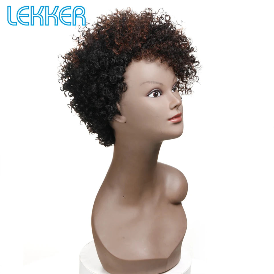 Lekker 99j Burg Red Short Pixie Cut Afro Kinky Curly Bob Human Hair Wigs For Women Brazilian Remy Hair Ready to Wear Colored Wig