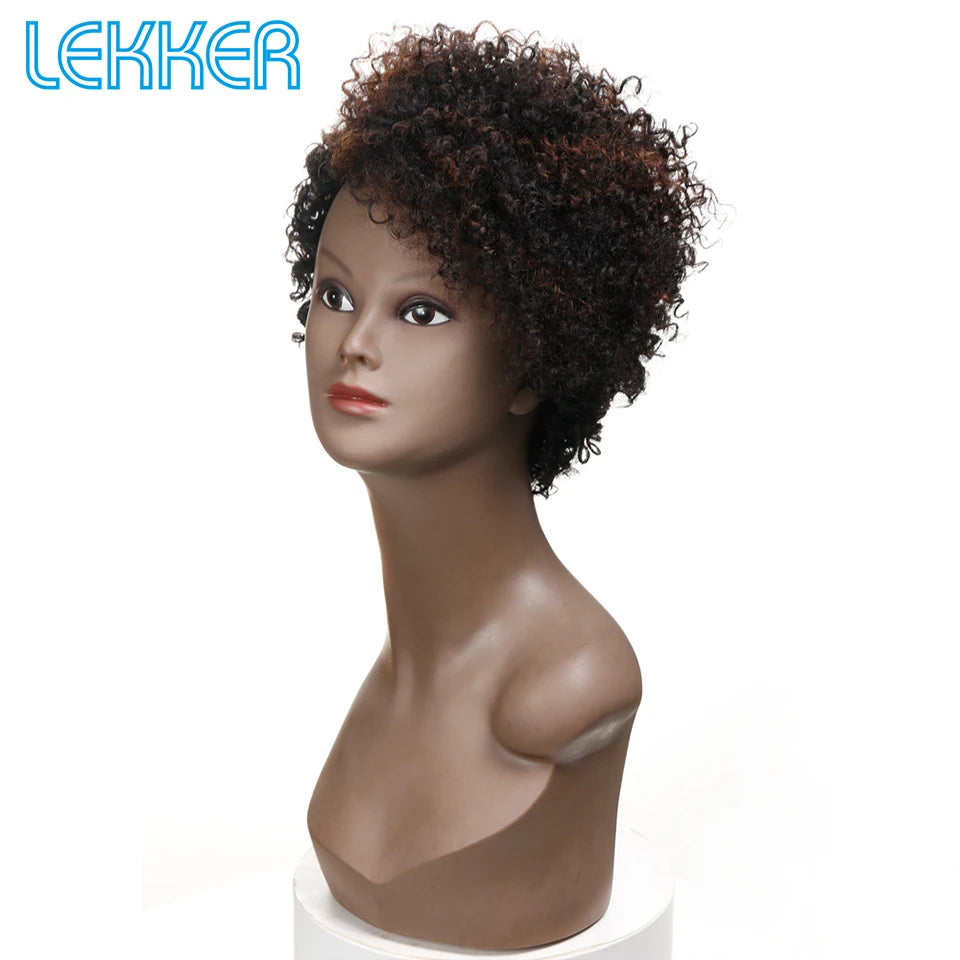 Lekker 99j Burg Red Short Pixie Cut Afro Kinky Curly Bob Human Hair Wigs For Women Brazilian Remy Hair Ready to Wear Colored Wig