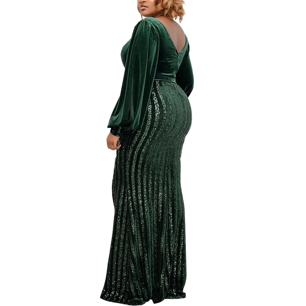 Plus Size Clothing for Women 2021 Autumn African Women Long Sleeve Polyester Long Dress Maxi Dress African Dresses for Women