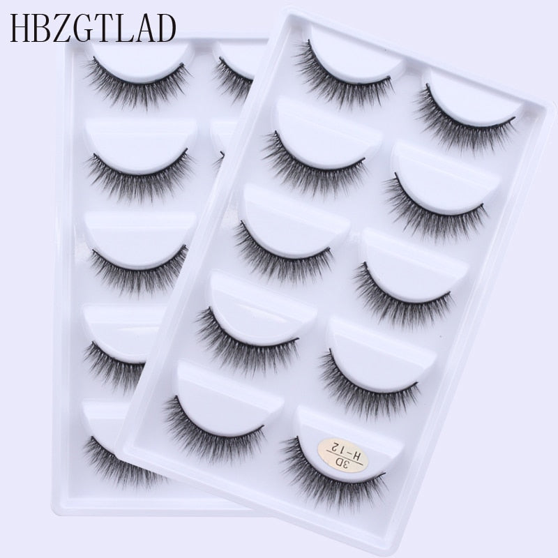 New Full 5 Pairs one box 3D Mink Hair False Eyelashes Natural Thick Long Eye Lashes Wispy Makeup Beauty Extension Tools H13