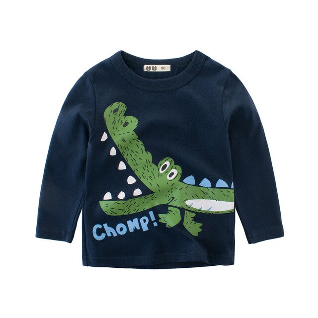 Kids Clothing T shirts Print Girls Boys Cotton Children Dinosaur shirt Baby Toddler Tops Cartoon Full Long Sleeves Clothes