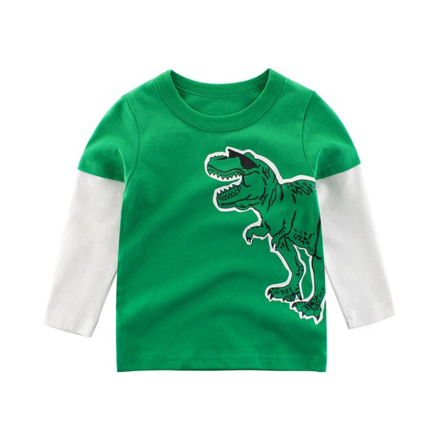 Kids Clothing T shirts Print Girls Boys Cotton Children Dinosaur shirt Baby Toddler Tops Cartoon Full Long Sleeves Clothes