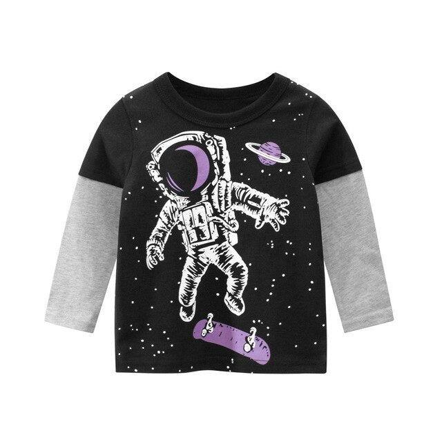 Kids Clothing T shirts Print Girls Boys Cotton Children Dinosaur shirt Baby Toddler Tops Cartoon Full Long Sleeves Clothes
