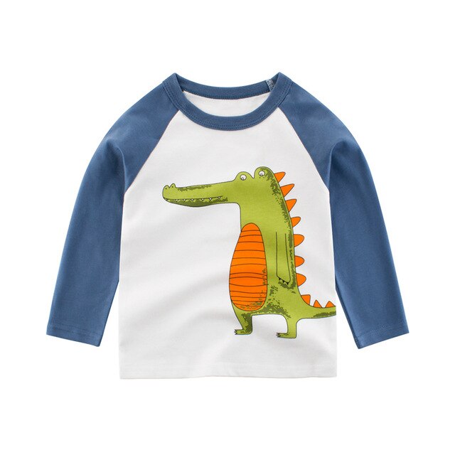 Kids Clothing T shirts Print Girls Boys Cotton Children Dinosaur shirt Baby Toddler Tops Cartoon Full Long Sleeves Clothes