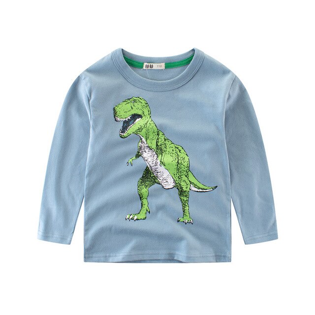 Kids Clothing T shirts Print Girls Boys Cotton Children Dinosaur shirt Baby Toddler Tops Cartoon Full Long Sleeves Clothes