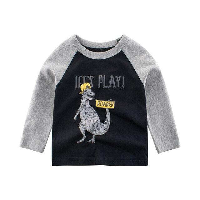 Kids Clothing T shirts Print Girls Boys Cotton Children Dinosaur shirt Baby Toddler Tops Cartoon Full Long Sleeves Clothes