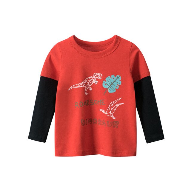 Kids Clothing T shirts Print Girls Boys Cotton Children Dinosaur shirt Baby Toddler Tops Cartoon Full Long Sleeves Clothes