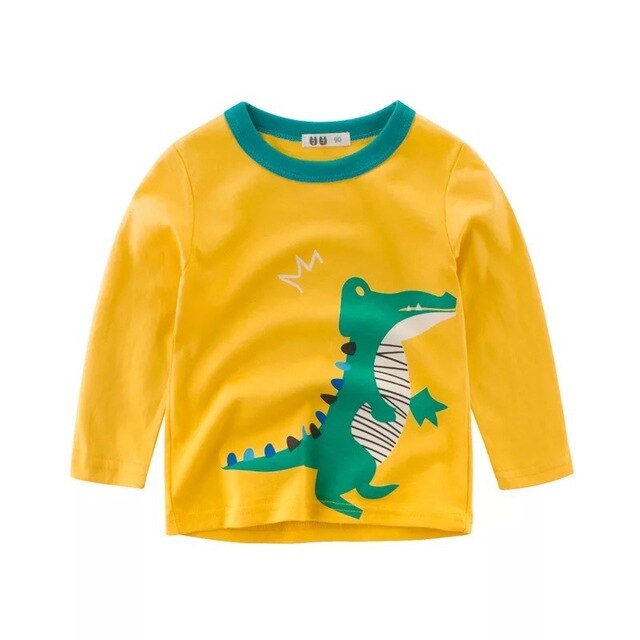 Kids Clothing T shirts Print Girls Boys Cotton Children Dinosaur shirt Baby Toddler Tops Cartoon Full Long Sleeves Clothes