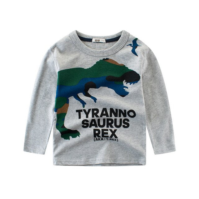 Kids Clothing T shirts Print Girls Boys Cotton Children Dinosaur shirt Baby Toddler Tops Cartoon Full Long Sleeves Clothes