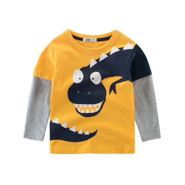 Kids Clothing T shirts Print Girls Boys Cotton Children Dinosaur shirt Baby Toddler Tops Cartoon Full Long Sleeves Clothes