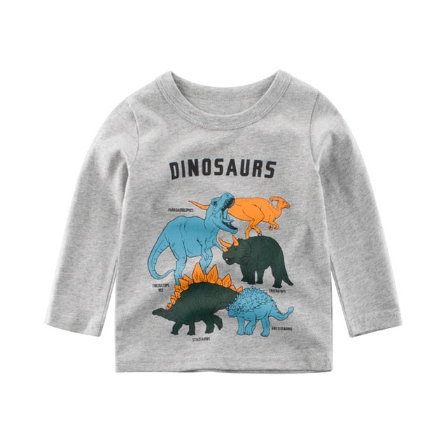 Kids Clothing T shirts Print Girls Boys Cotton Children Dinosaur shirt Baby Toddler Tops Cartoon Full Long Sleeves Clothes