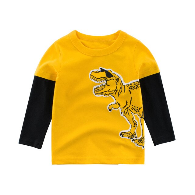 Kids Clothing T shirts Print Girls Boys Cotton Children Dinosaur shirt Baby Toddler Tops Cartoon Full Long Sleeves Clothes