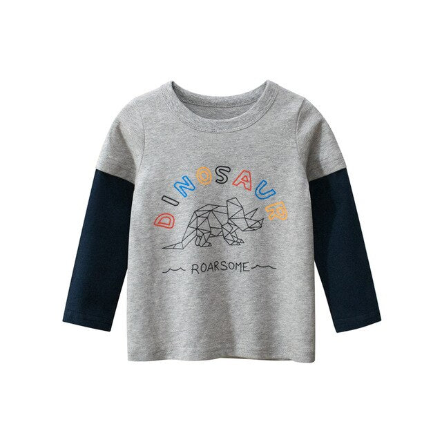 Kids Clothing T shirts Print Girls Boys Cotton Children Dinosaur shirt Baby Toddler Tops Cartoon Full Long Sleeves Clothes