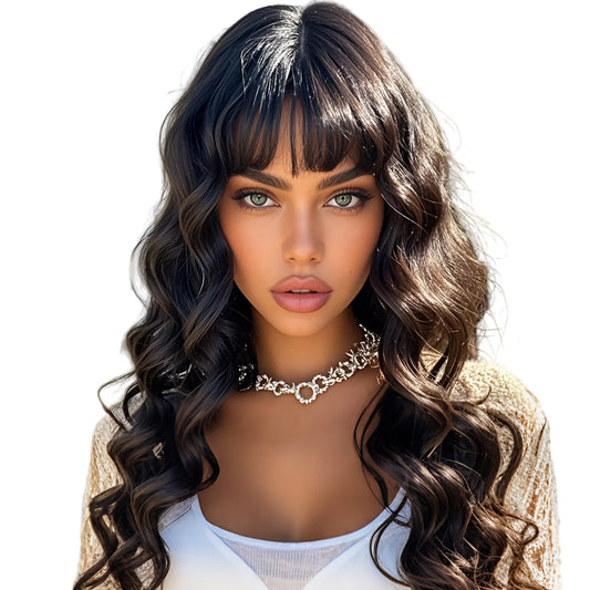 Long Wavy Bob Wig with Bangs
