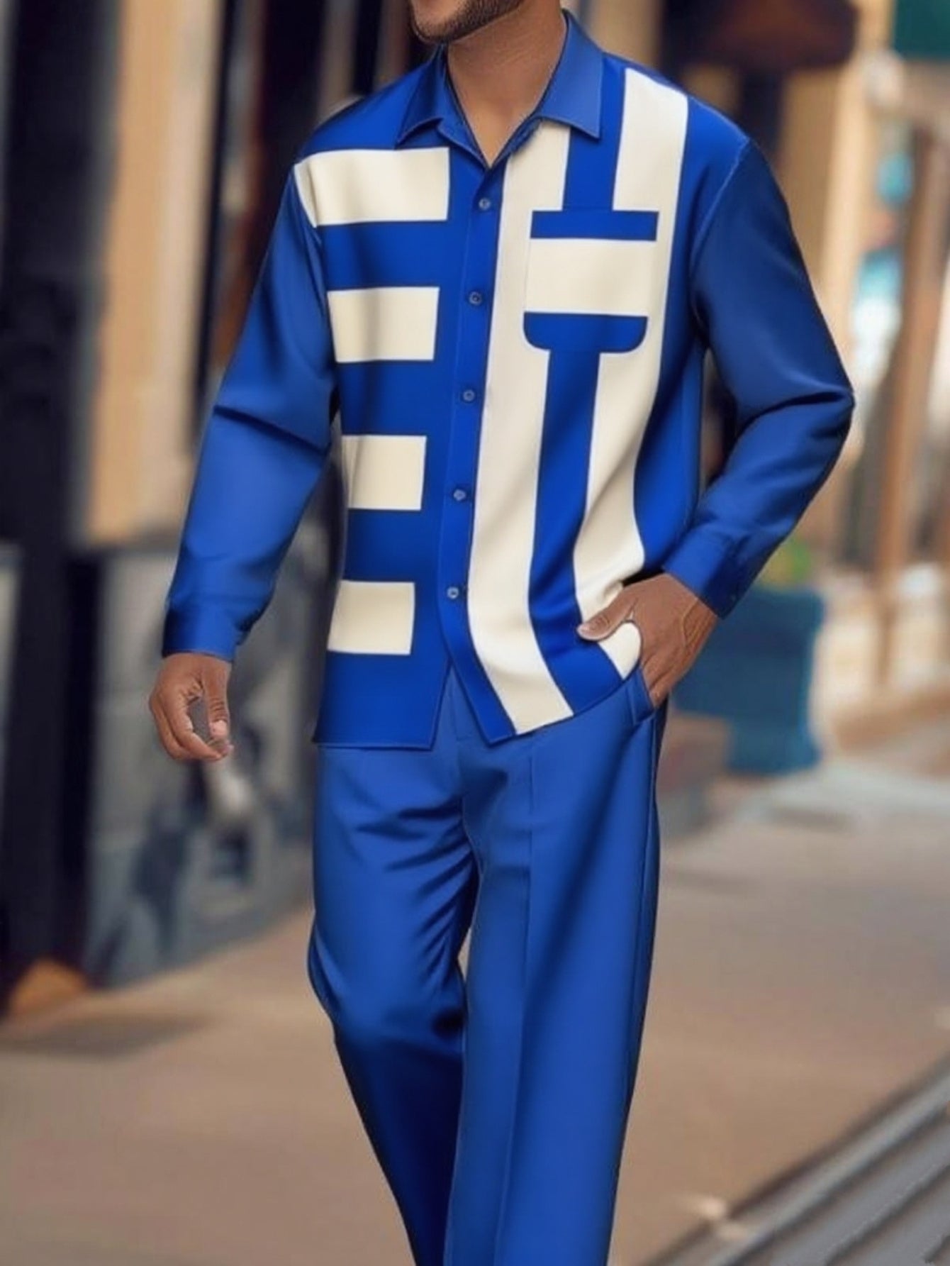 Bradely Leny Designer Men's long-sleeved shirt and trouser suit