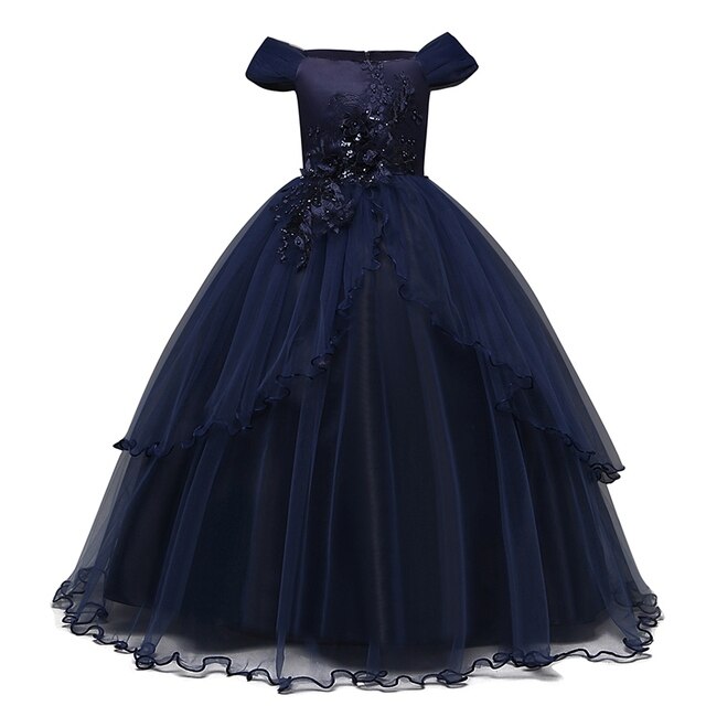 Red Girl Lace Christmas Birthday Party Dress Flower Wedding Gown Formal Kids Dresses For Girls Teen Clothes 6 14 Yrs