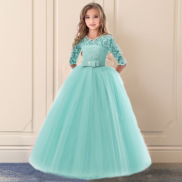 Red Girl Lace Embroidery Christmas Birthday Party Dress Flower Wedding Gown Formal Kids Dresses For Girls Teen Clothes 6 14 Yrs