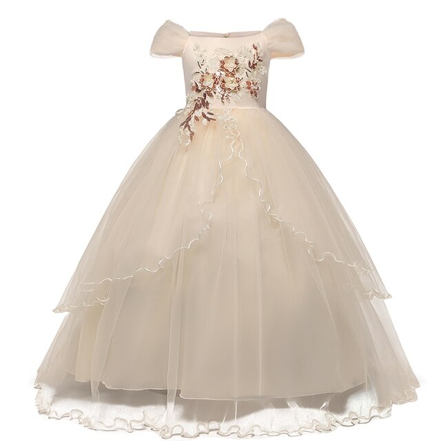 Red Girl Lace Christmas Birthday Party Dress Flower Wedding Gown Formal Kids Dresses For Girls Teen Clothes 6 14 Yrs