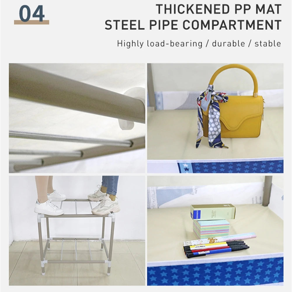 Wardrobe Closet 170x45x170cm 26mm Painted Alloy Steel Pipe ABS Interface