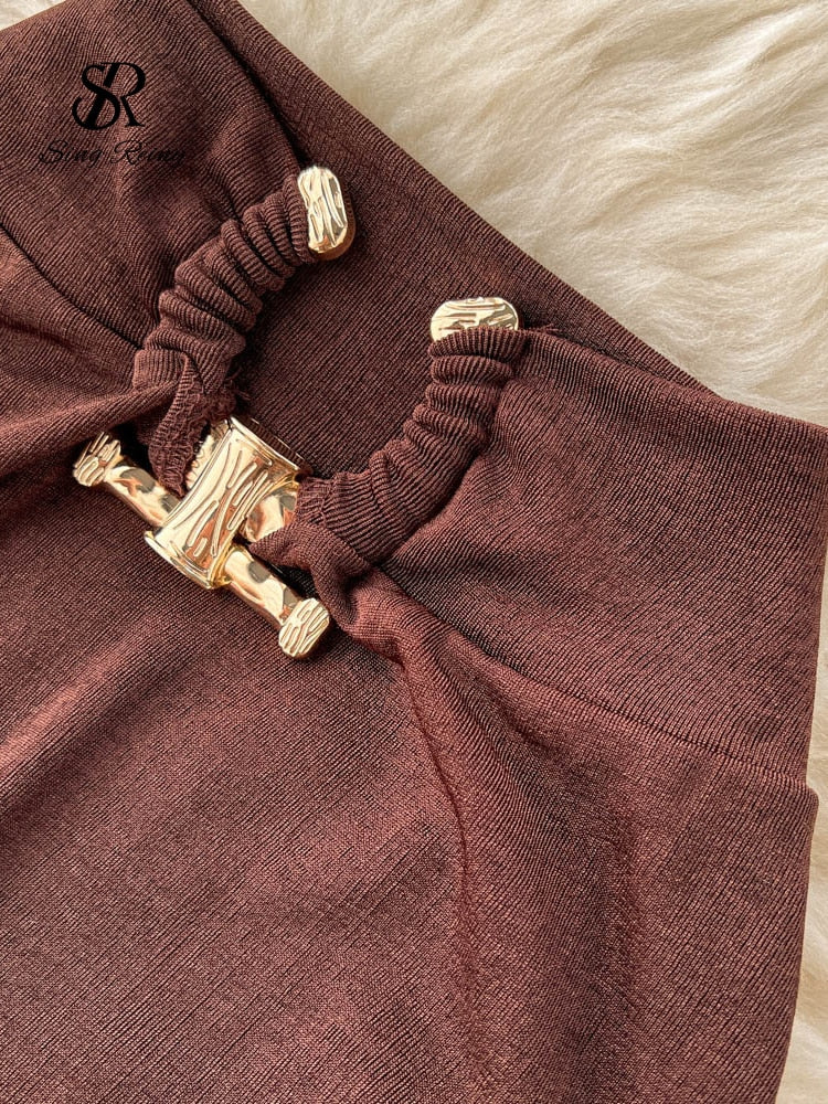 Irregular Women Summer Sets Party Slim Elastic Waist Ladies Romantic Sexy Two Piece Sets