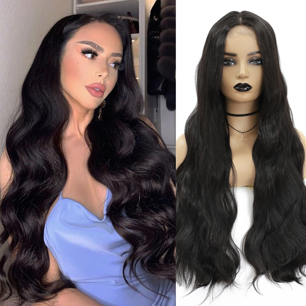 Synthetic Lace Front Wig with Baby Hair 18 Inch Medium Body Wavy