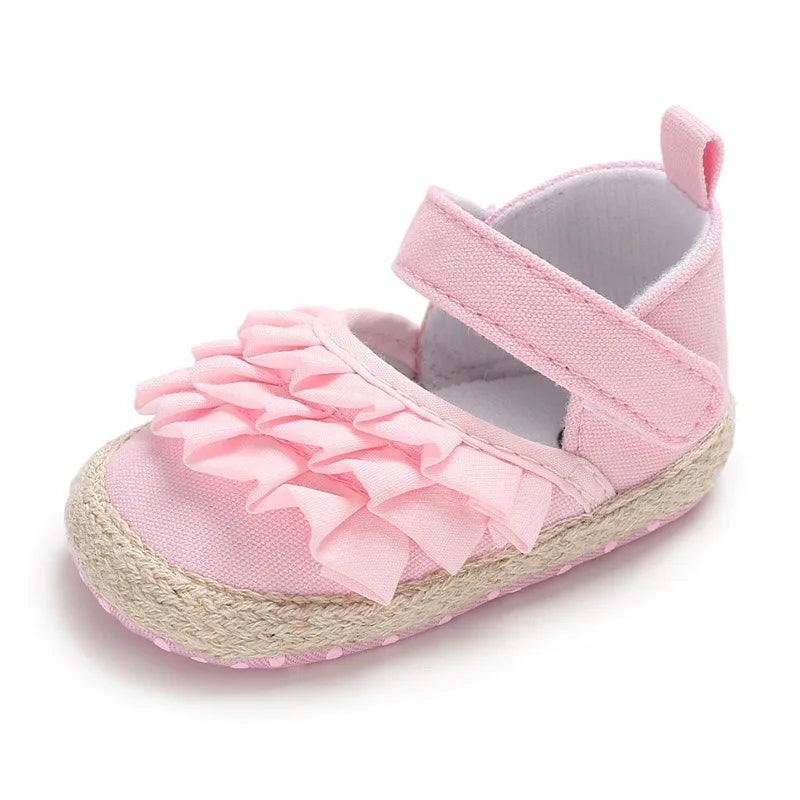 Baby Girls Shoes Spring Autumn Flat Soft Sole Anti-Slip Toddler First Walking Crib Shoe for 0-18 Months