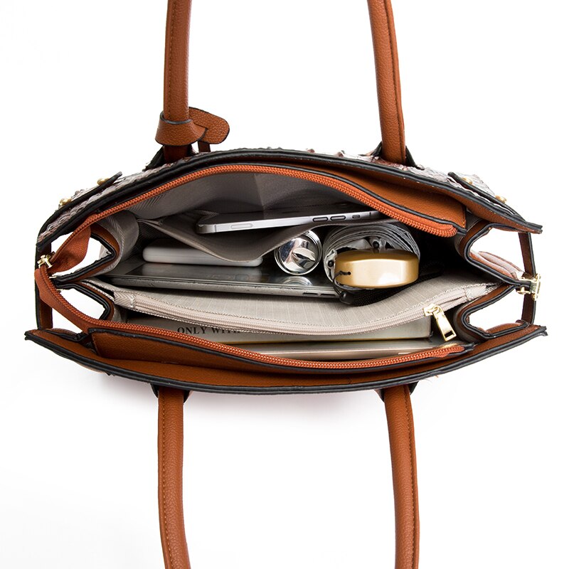 Luxury Croco Pattern Purses and Handbags Set Women Shoulder Designer Brand Leather Crossbody Bag Large Ladies Hand Bags