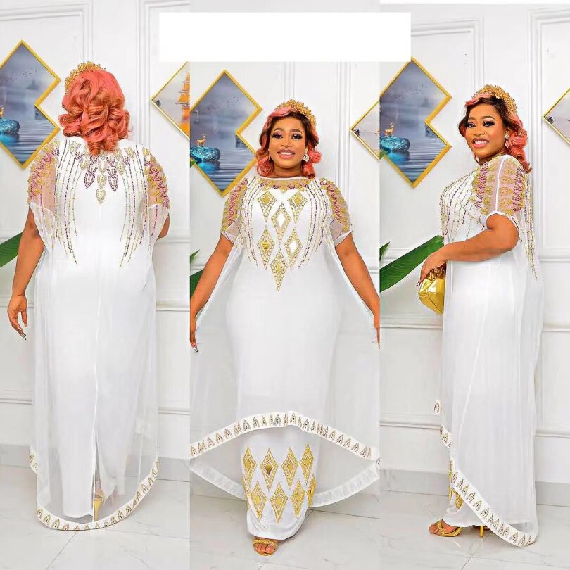 Two-Piece African Dresses Mesh Caftan Dress Abaya Clothes