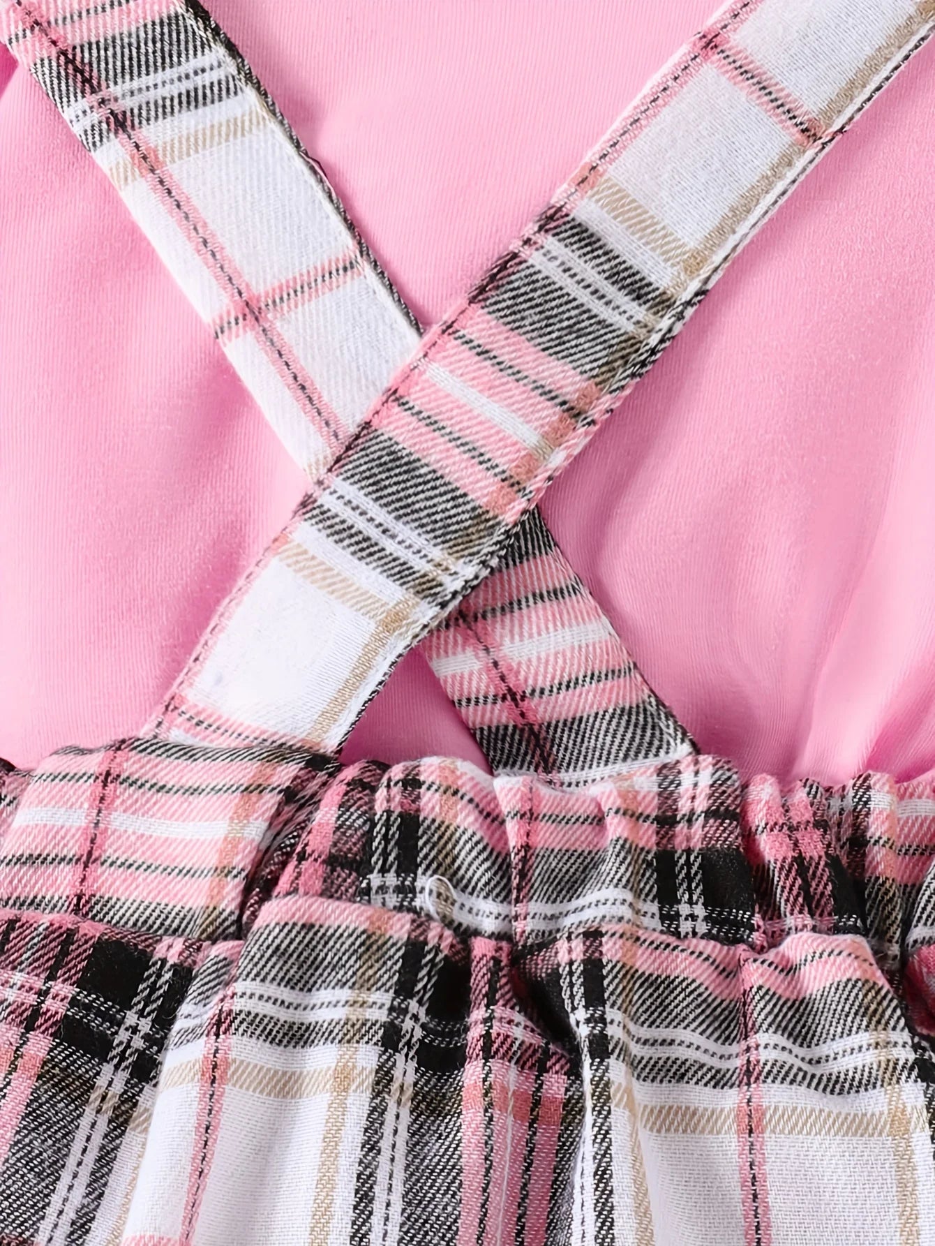 Spring and Autumn Plaid Baby Girl Long Sleeve Dress 2pcs