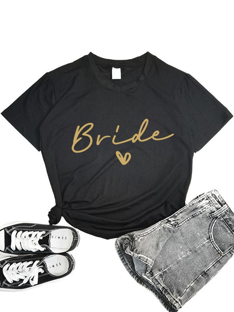 Team Bride Bachelorette Party Shower Hen Party Bridesmaid T-Shirt Girls Wedding Female Tops Tees