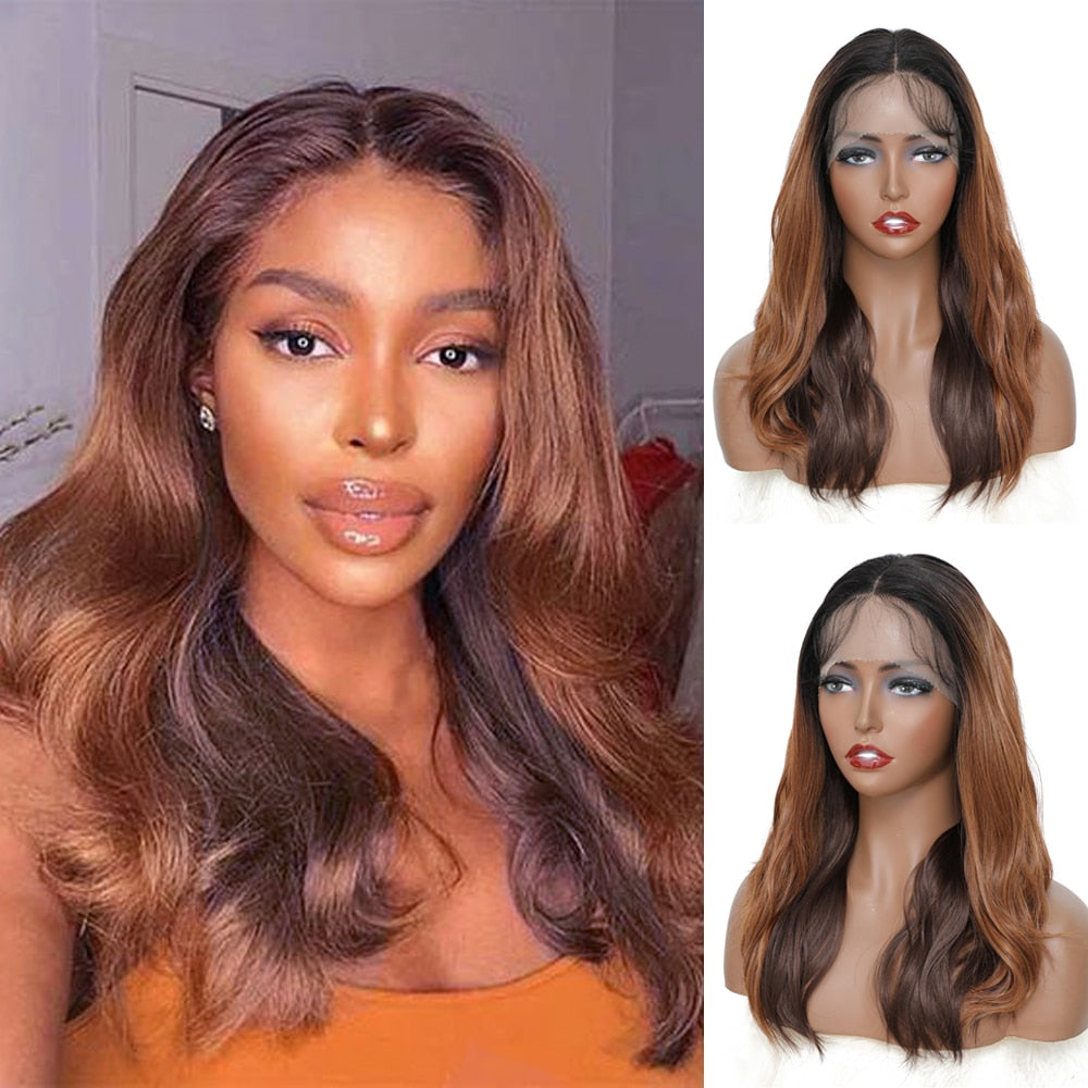 Synthetic Lace Front Wig with Baby Hair 18 Inch Medium Body Wavy