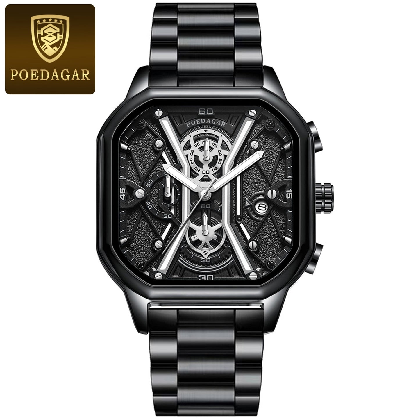BeniSap Fashion Men Wristwatches Luxury Chronograph Luminous Waterproof Date Man Watch Square